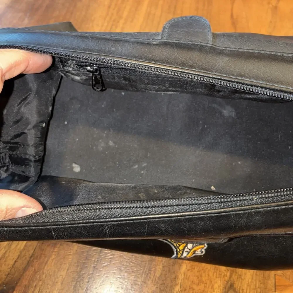 NFL Minnesota Vikings Toiletry Bag Black Faux Leather Travel Dopp Kit Accessory
